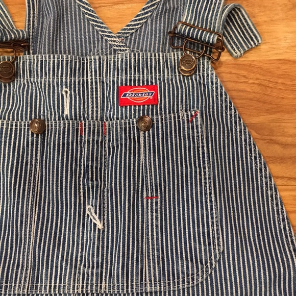 dickies blue and white striped overalls